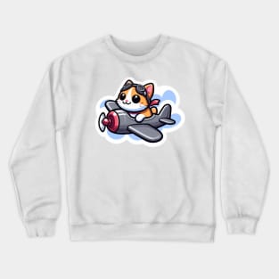 kitty on a plane Crewneck Sweatshirt